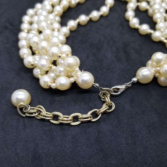 Vintage multi-strand pearl & gold bead necklace - Picture 3 of 6